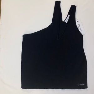 NWT Calvin Klein Jeans one shoulder crop tank top